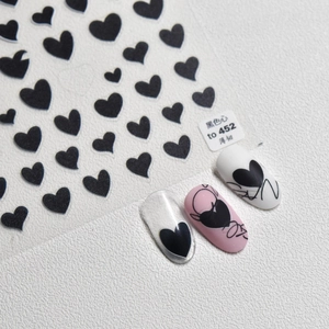 Black Heart Nail Art Stickers Ultra Thin Self Adhesive Japanese Style DIY Manicure Decoration For Women