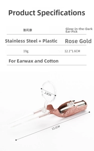 Luminous ear tweezers in bird shape with rose gold finish and magnifying glass detail