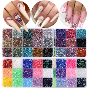 Nagelkunst-Strassstein-Set mit 15 Farben in zwei 24-Gitter-Aufbewahrungsboxen