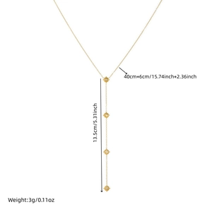 Gold-plated stainless steel star pendant Y-necklace with white cubic zirconia stones