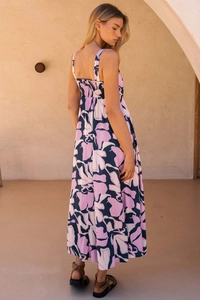 Floral backless maxi dress with wide straps and smocked back detail for summer vacation