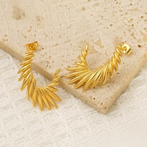 Boucles D'oreilles Puces En Acier Inoxydable 304 Plaqué Or 18K Design Aile D'ange Plume Imperméable Pour Femmes