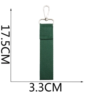 Dark green woven ribbon charm with silver metal lobster clasp showing 17.5cm length