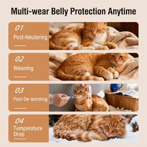 Striped pet recovery suit for cats and small dogs used for warmth and post-surgery care