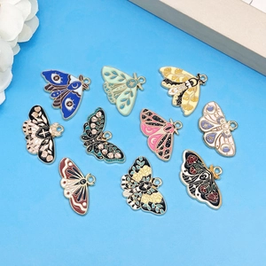 Butterfly Moth Charms Zinc Alloy Enamel Drip Oil Vintage Colorful Floral Moon Star Jewelry Making DIY Bracelet Keychain