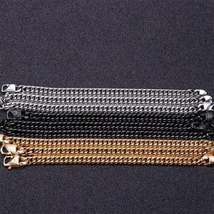 9mm gold silver and black stainless steel cuban curb chain necklaces for men