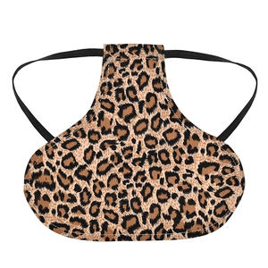 Minimalist poultry saddle with leopard print fabric and black elastic wing protection