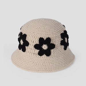 Chapeau Bob Au Crochet Fait Main Tricoté Fleur Chaud Femme Doux Vintage Pliable Hiver