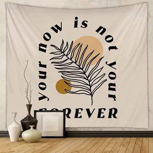 Wandteppich Polyester Blattmuster Inspirierendes Zitat Moderner Minimalistischer Ästhetischer Wandschmuck Dekoration Schlafzimmer