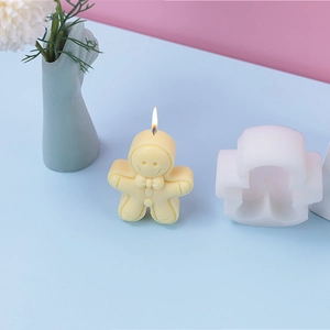 Smiling gingerbread man silicone mold for Christmas scented candles and DIY crafts