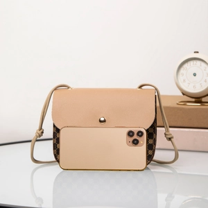 Summer fashion khaki drawstring shoulder bag and mini crossbody phone pouch for ladies