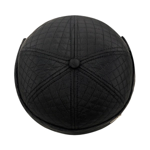 Quilted black docker hat for men featuring diamond stitching and premium warm padding