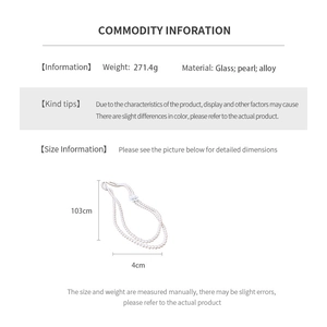 Detailed size and weight chart for the double-layer pearl necklace with flower pendant