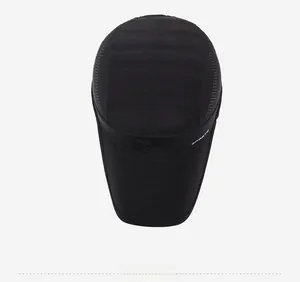 Top view of black quick-dry sports cap showing honeycomb breathable mesh and SPORTS text