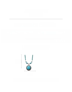 Detail of vintage bohemian stone necklace with engraved pendant and beaded chain specs
