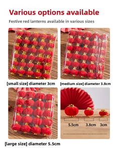 Detailed comparison of 3cm, 3.8cm, and 5.5cm red flocked lanterns for festival decoration