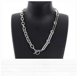 Detail showing OT toggle clasp and 450mm chunky stainless steel chain necklace