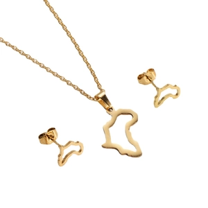 Set gioielli minimalista in acciaio inossidabile dorato con collana ciondolo mappa Africa