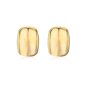 Minimalist gold-plated geometric rectangular stud earrings with a polished metal finish