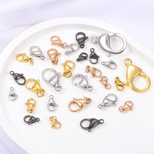 Stainless steel lobster clasps in gold silver rose gold and black various sizes