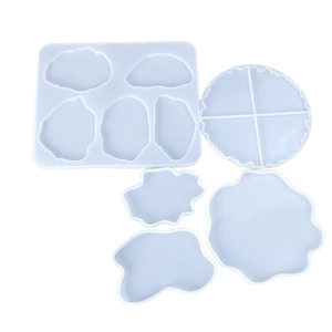 5-piece set of translucent silicone molds for DIY resin coasters in various shapes