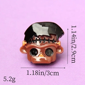 Detailed view of Frankenstein resin pendant with dimension markings and weight info
