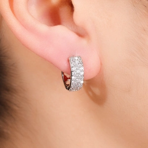 Boucles d'oreilles créoles de luxe en argent S925 serties de zircons pour femmes