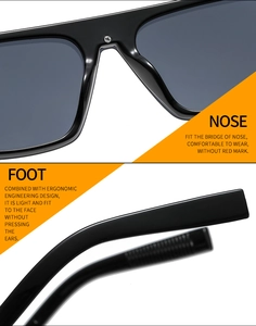 Detail of ergonomic temple tips and integrated nose pads for black oversized sunglasses