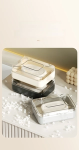 Soap box with transparent lid featuring double-layer drainage made of PP and PET materials