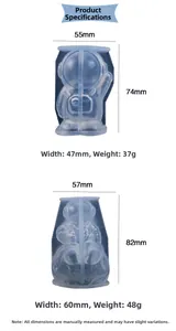 Detailed size and weight specs for astronaut shaped silicone candle and plaster molds
