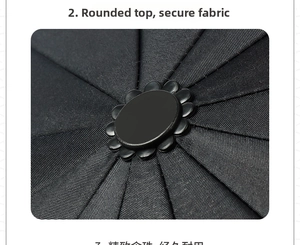 Macro shot of reinforced petal-shaped umbrella top and high-density waterproof fabric