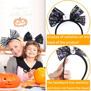Halloween LED lace bow headband with glowing eyeballs and ghosts for party costumes