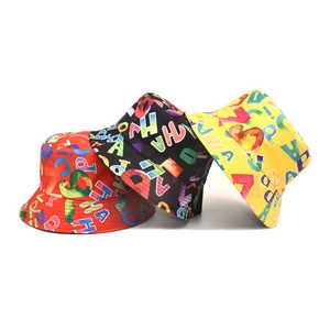 Unisex Letter Print Bucket Hat Reversible Sun Hat Polyester Foldable Fisherman Hat Outdoor Sun Protection Cap Men Women