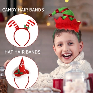 Christmas headband set for kids and adults including elf hat and candy cane designs