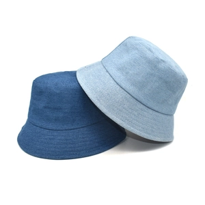 Classic denim bucket hats in dark and light blue shades with high quality stitching