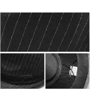 Men's retro striped wool felt fedora hat in black with 58cm inner lining and size tag