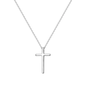 925 Sterling Silver Cross Pendant Necklace High Polish Minimalist Religious Jewelry For Women Men Everyday Wear