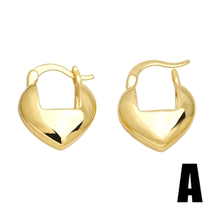 Polished gold heart hoop earrings for women with a minimalist vintage metal design