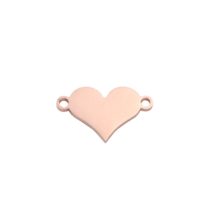 Polished rose gold heart pendant with dual side holes for DIY jewelry making