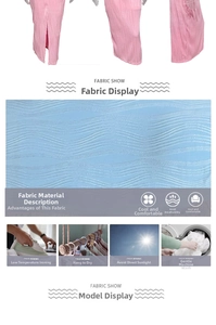 Macro detail of breathable pink accordion pleat and blue wavy textured chiffon fabric