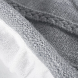 Winter thermal knit beanie featuring cable pattern and thick white faux fleece lining