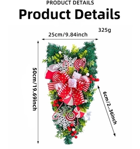 Detailed Christmas candy swag with red bow, lollipops, and faux pine needles measurements