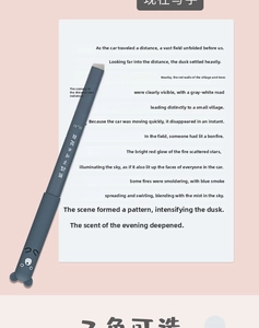 Close-up of a blue erasable gel pen with a 3D cartoon bear topper on a pink background