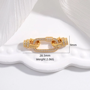 Golden S925 sterling silver rectangular jewelry clasp with micro diamonds for DIY necklace