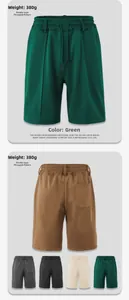 Detail of 380g heavyweight pineapple texture fabric on men's relaxed drawstring shorts