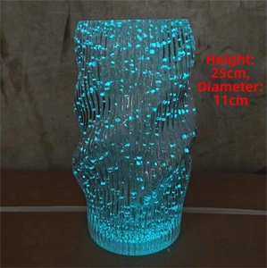 Luminous wave texture glass vase showing height of 25cm and diameter of 11cm