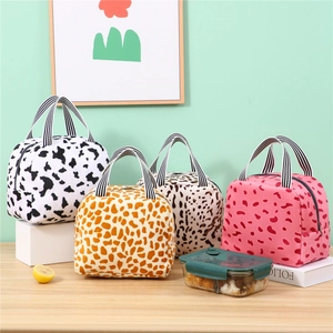 Sac À Déjeuner Isotherme Imprimé Animal Cabas Thermique Flanelle Feuille Aluminium Portable Étanche Pique-nique Bureau Voyage