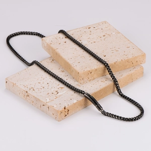 Vintage Black 304 Stainless Steel Spiga Chain Necklace For Men Hiphop Simple Rounded Grinding Masculine Jewelry Gift