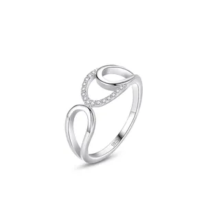 Anello In Argento Sterling 925 Amore Infinito Onda Irregolare Zirconia Cubica Gioielli Di Moda Minimalisti Per Donne