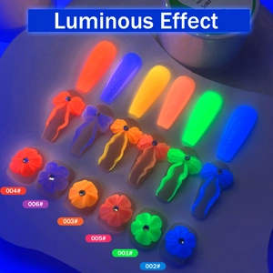 Luminous non-stick extension nail gel kit with 3D floral and bow designs in various colors